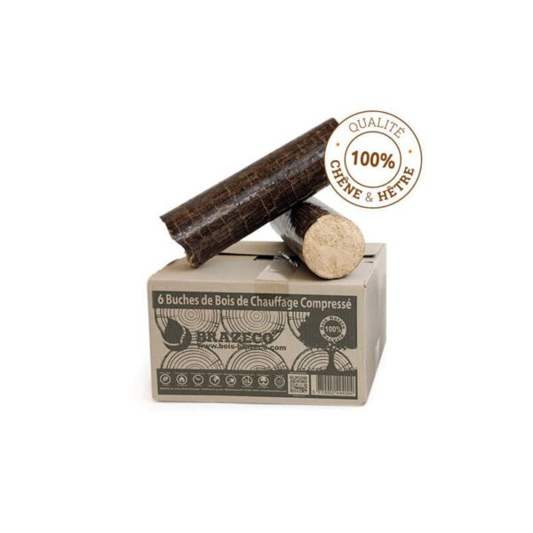 BOIS DENSIFIÉ - QUALITÉ PREMIUM - PALETTE DE 80 CARTONS DE 6 BÛCHES