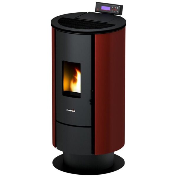 Poêle à pellets FREEPOINT Flute, 6,5 kw, compatible WiFi – noir/bourgogne