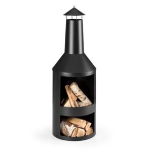 CHEMINÉE DE JARDIN BLUMFELDT WESTEROS, CHEMINÉE DE TERRASSE, CHEMINÉE À BOIS, Ø45CM, TÔLE D’ACIER, NOIR