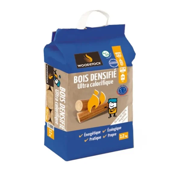 20 Sacs de Bûches compressées WOODSTOCK sac 8 bûches, L.25cm